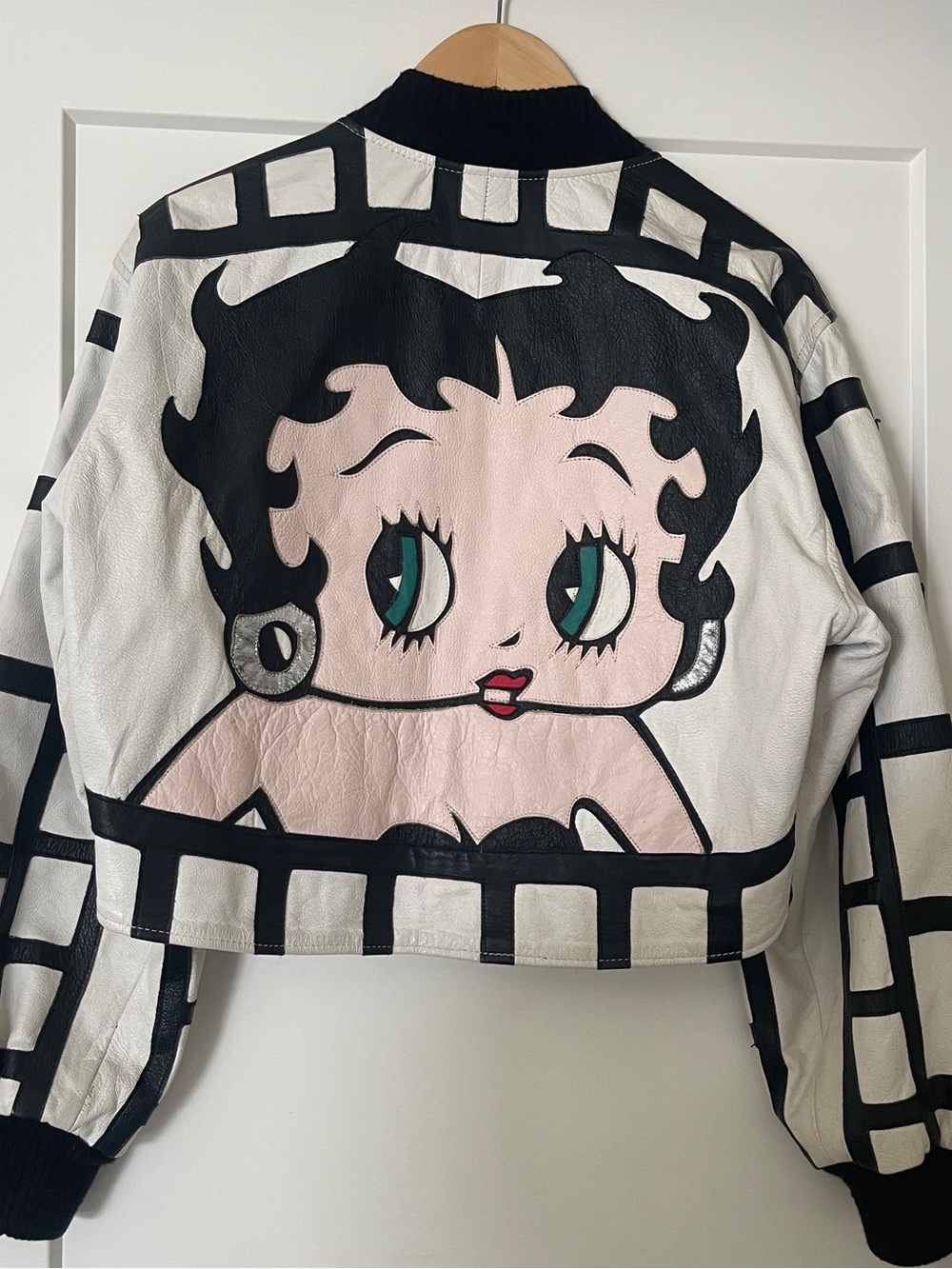 Betty Boop Vintage Leather Jacket - White & Black